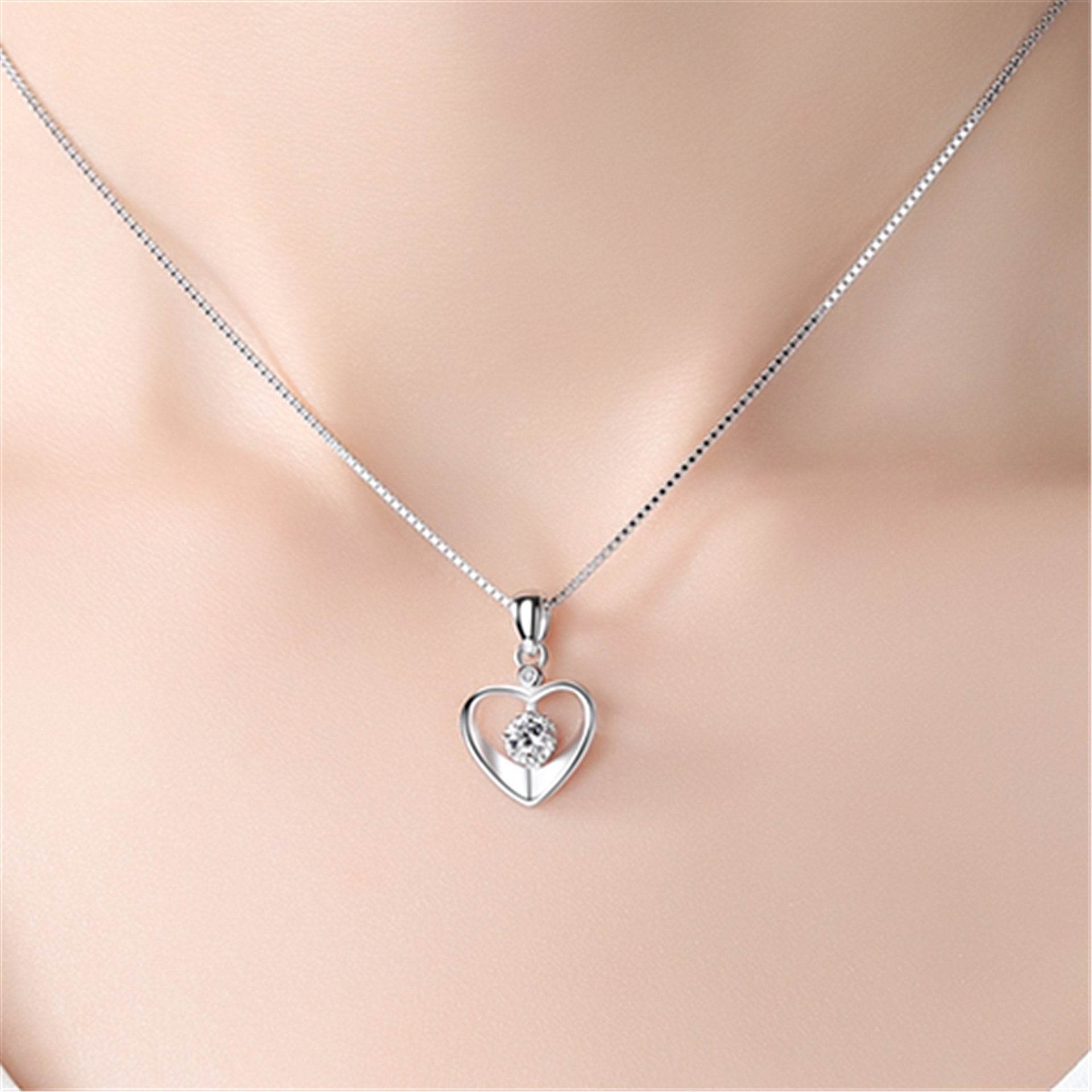 Buy Center Heart Pendant Necklace - Elegant Couple Clavicle Chain - Buy Center