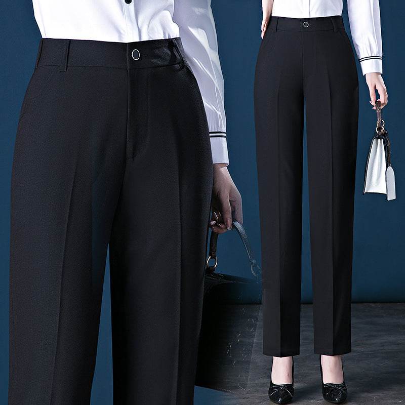 Buycenter Women's High-Waist Casual Suit Trousers - Fashionable Straight-Leg Fit - Buy Center