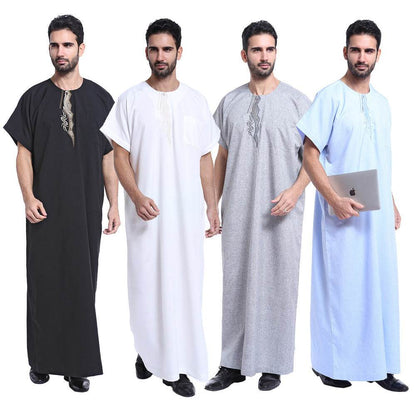 Elegant Arab Male Robe - Stylish Hemp Blend with Exquisite Embroidery - Buy Center