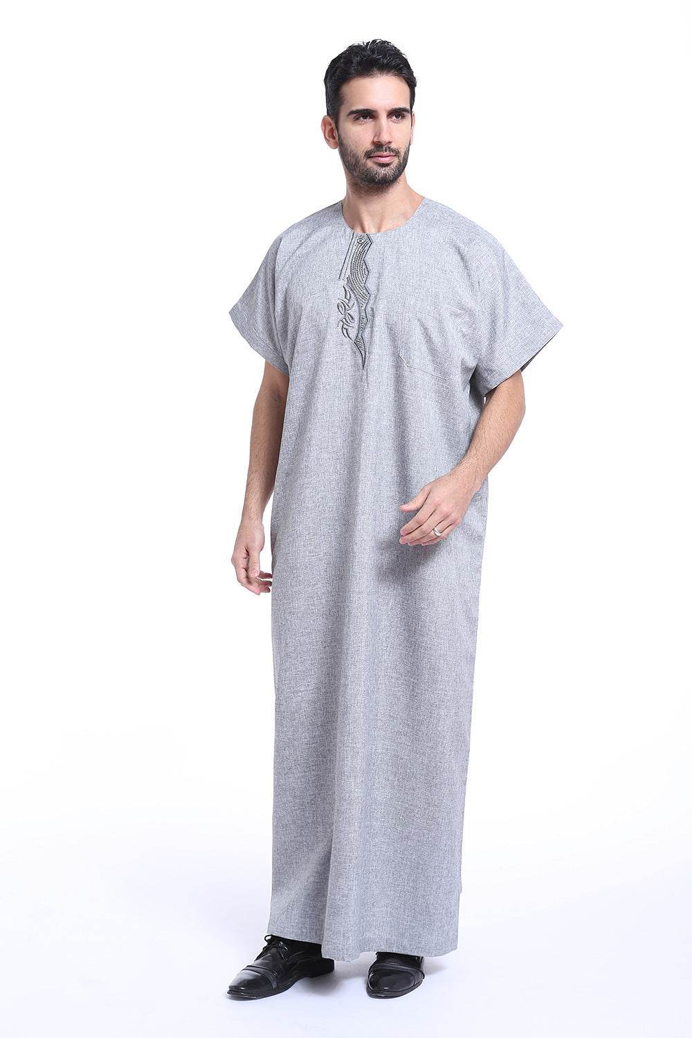 Elegant Arab Male Robe - Stylish Hemp Blend with Exquisite Embroidery - Buy Center