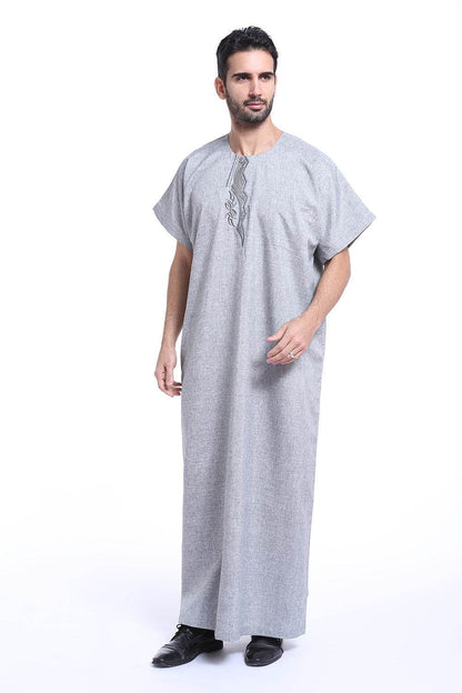 Elegant Arab Male Robe - Stylish Hemp Blend with Exquisite Embroidery - Buy Center