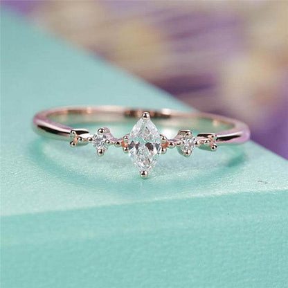 Rose Gold Horse Eye Diamond Ring - Elegant Engagement Ring for Women - Buy Center