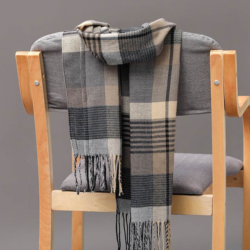 British Plaid Cashmere Scarf - Stylish Tassels, Perfect for Couples & Families - Buy Center
