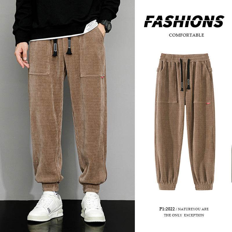 Men's Plus-Size Corduroy Casual Pants - Loose Wide Leg for Autumn Style - Buy Center