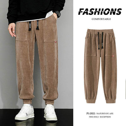 Men's Plus-Size Corduroy Casual Pants - Loose Wide Leg for Autumn Style - Buy Center