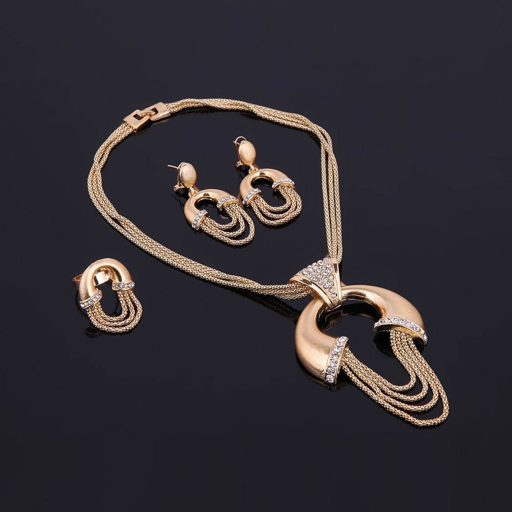 Alloy Four-Piece Bridal Jewelry Set - Earrings, Necklace & Hand Accessories - Buy Center