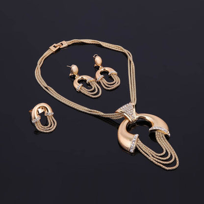 Alloy Four-Piece Bridal Jewelry Set - Earrings, Necklace & Hand Accessories - Buy Center