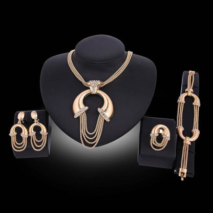 Alloy Four-Piece Bridal Jewelry Set - Earrings, Necklace & Hand Accessories - Buy Center