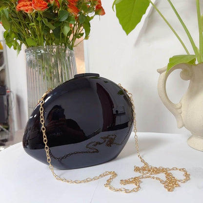 Buycenter Golden Acrylic Goose Egg Clutch - Metallic Shoulder Bag - Buy Center