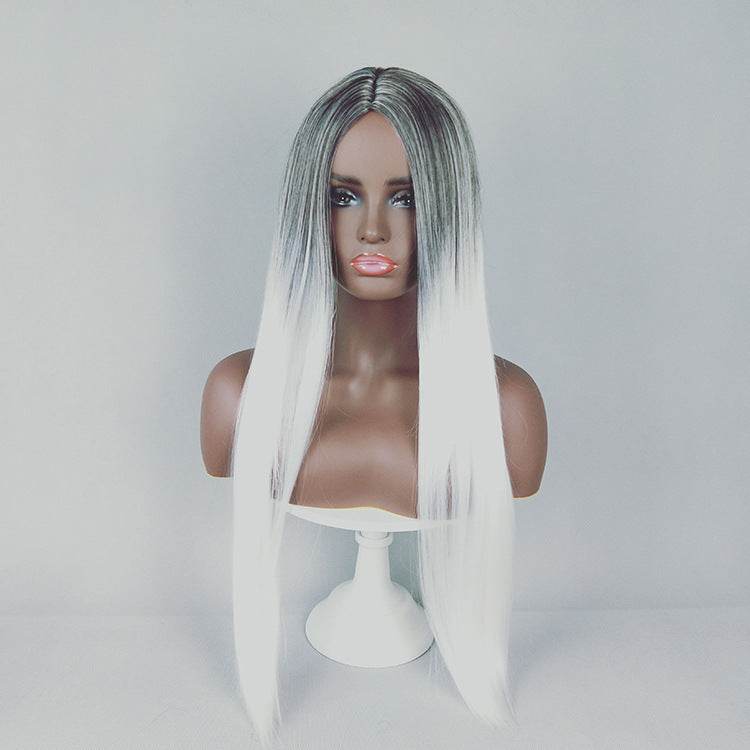 Long Straight Gradient Fake Hair - Chic Synthetic Wig for All Skin Tones - Buy Center