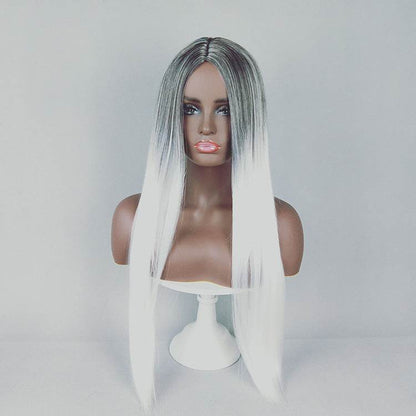 Long Straight Gradient Fake Hair - Chic Synthetic Wig for All Skin Tones - Buy Center