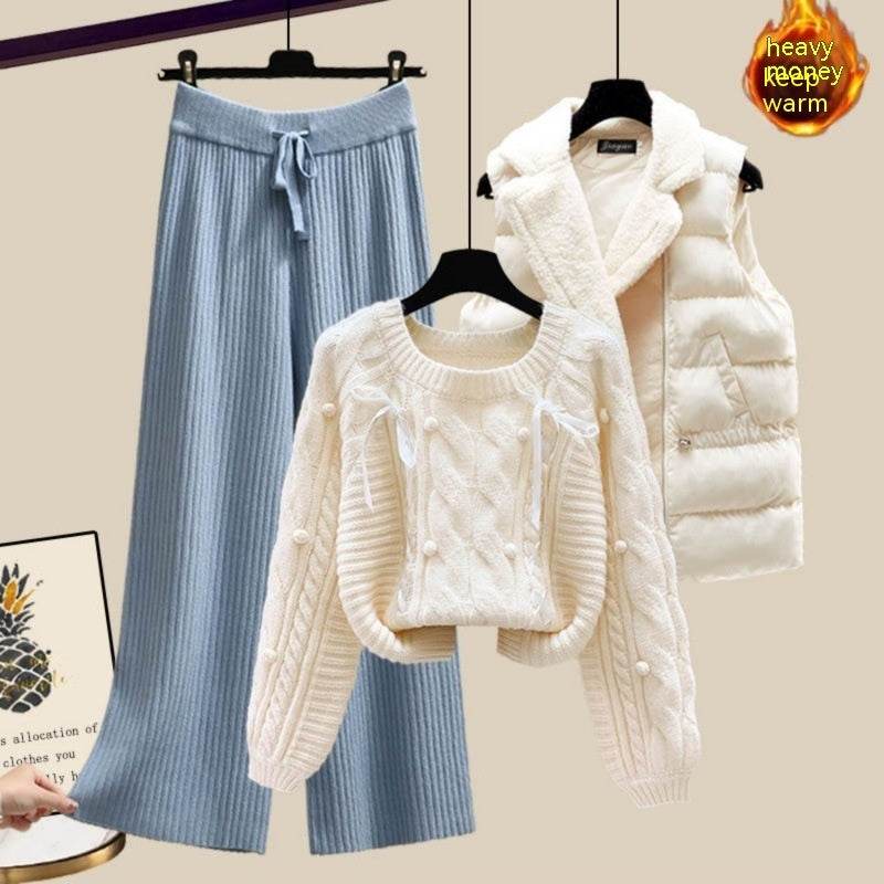 Women's Three-Piece Sweater Vest & Pants Suit - Cozy Urban Style 2025 - Buy Center
