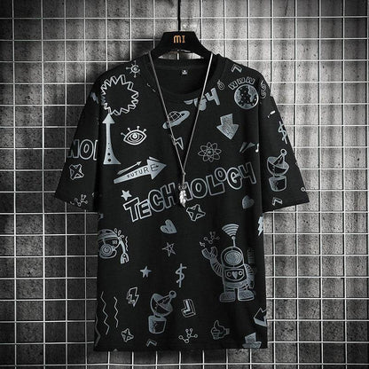 Trendy Men's Short Sleeve T-Shirt - Geometric Print & Loose Fit Style - Buy Center