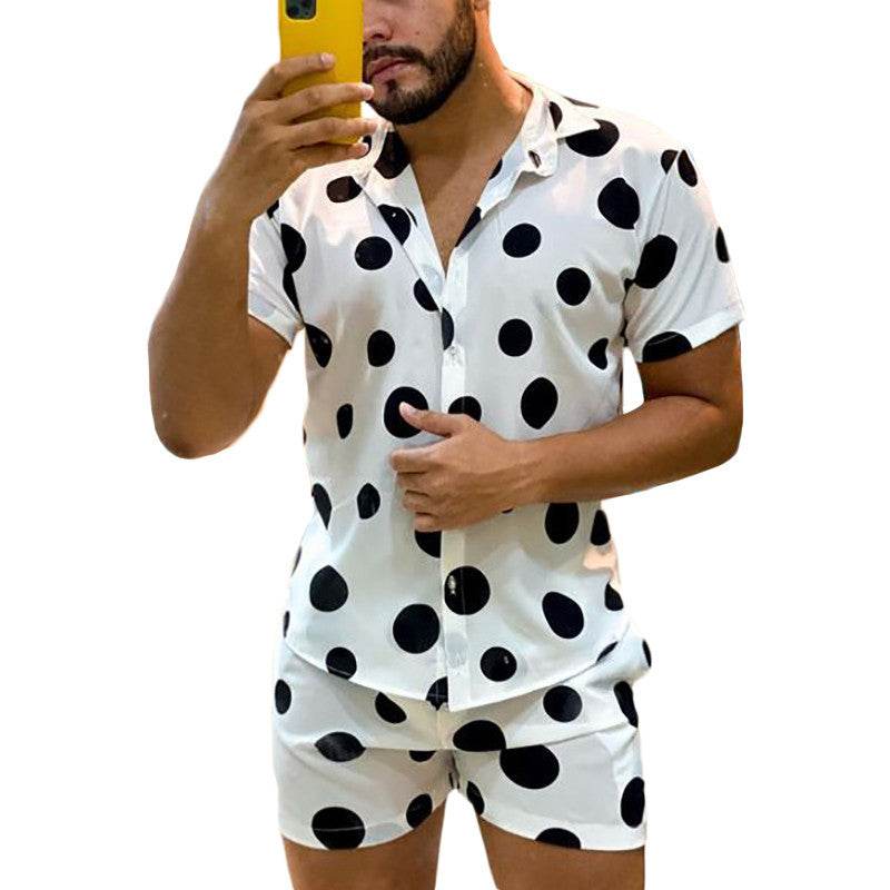 Oversized Hawaiian Beach Print Casual Shirt Set - Stylish Men’s Pajamas - Buy Center