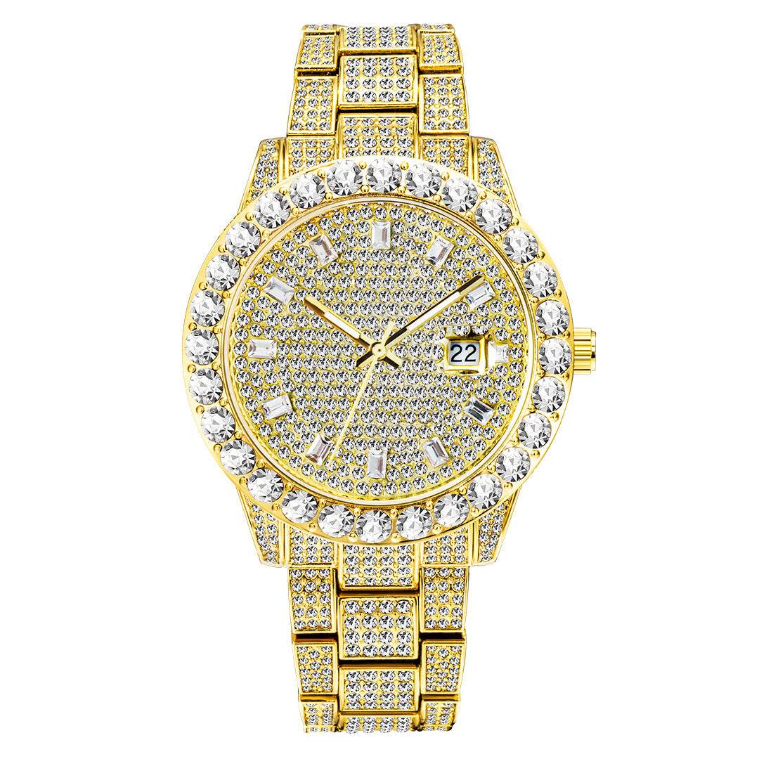 Elegant Gold Diamond Watch - Large Dial Women’s Sports Timepiece 2025 - Buy Center