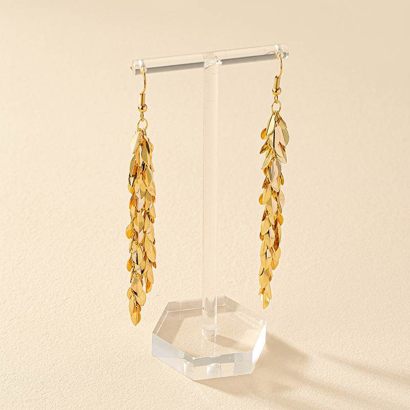 Gold Alloy Leaf Shaped Earrings - Stylish European Design for Any Occasion - Buy Center