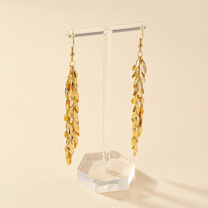 Gold Alloy Leaf Shaped Earrings - Stylish European Design for Any Occasion - Buy Center