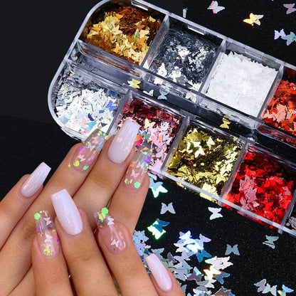 Symphony Butterfly Sequin Nail Decoration - 12 Colors for Stunning Nail Art - Buy Center