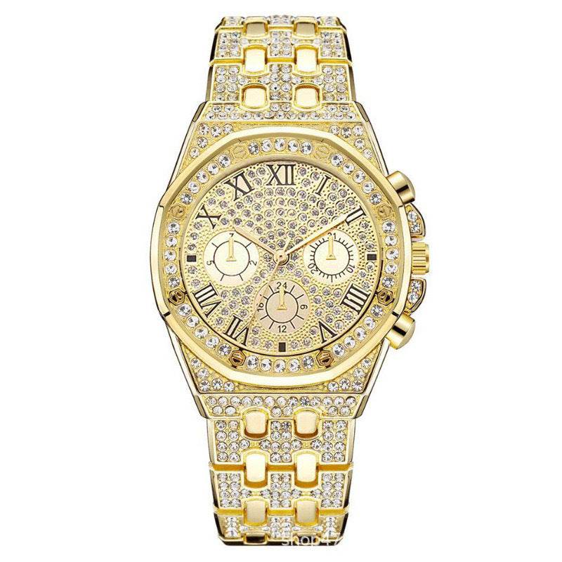 Men's Diamond Large Dial Quartz Watch - Stylish, Lightweight Design 2025 - Buy Center