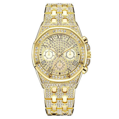 Men's Diamond Large Dial Quartz Watch - Stylish, Lightweight Design 2025 - Buy Center