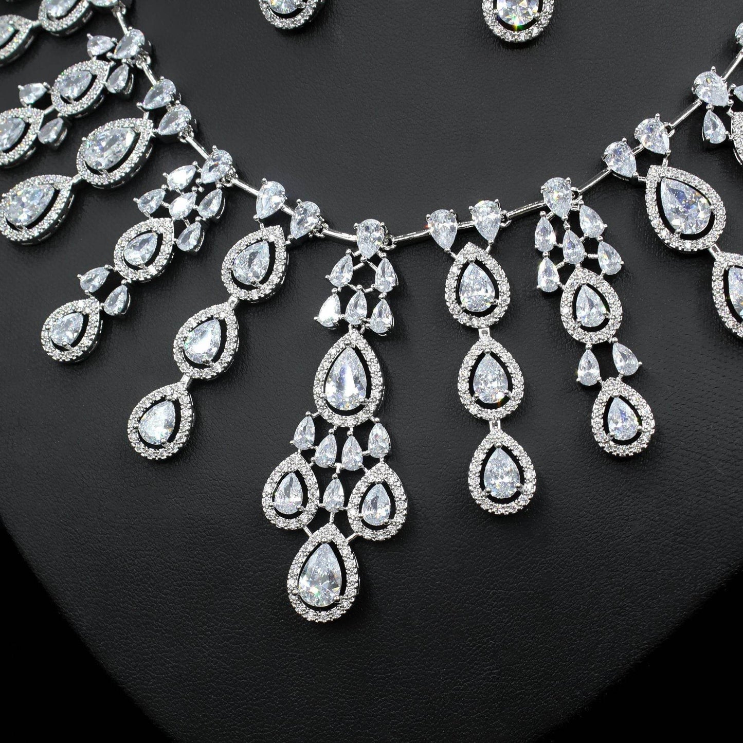 Buy Center Women's Zircon Necklace & Earrings Set - Elegant Water Drop Design - Buy Center