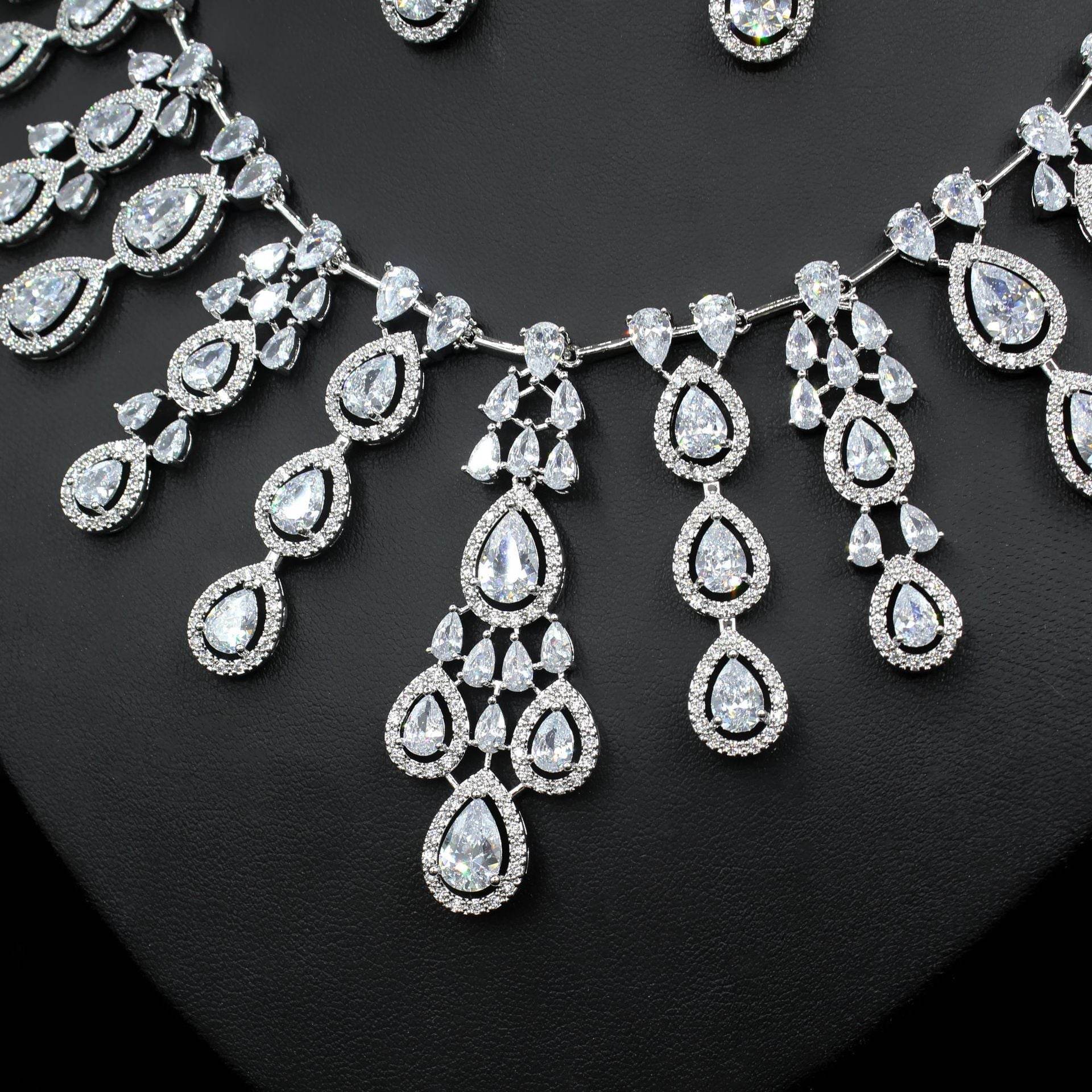 Buy Center Women's Zircon Necklace & Earrings Set - Elegant Water Drop Design - Buy Center