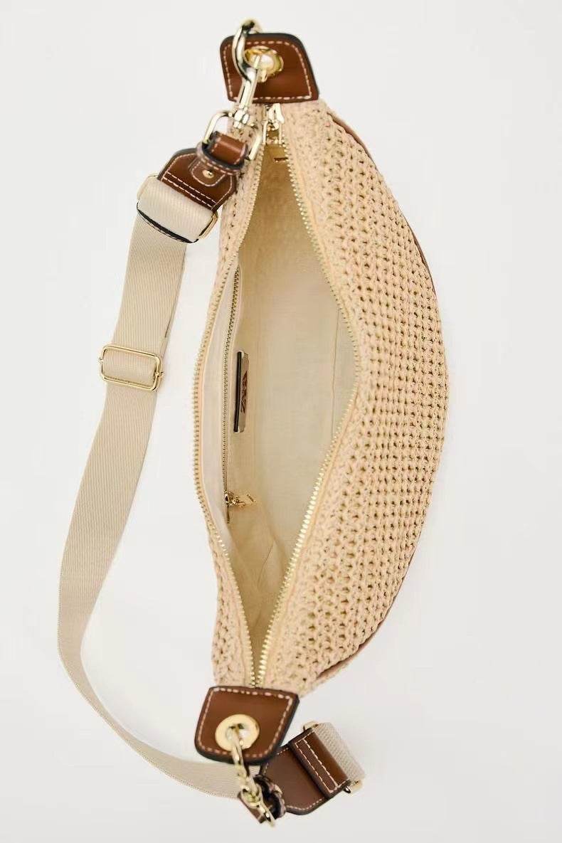 Buycenter Woven Dumpling Shoulder Bag - Casual Crossbody in Black & Brown - Buy Center