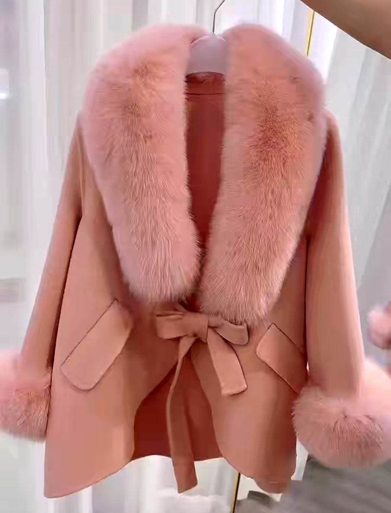 Buycenter Real Wool Autumn Cape Top - Loose Fit with Fur Collar - Buy Center