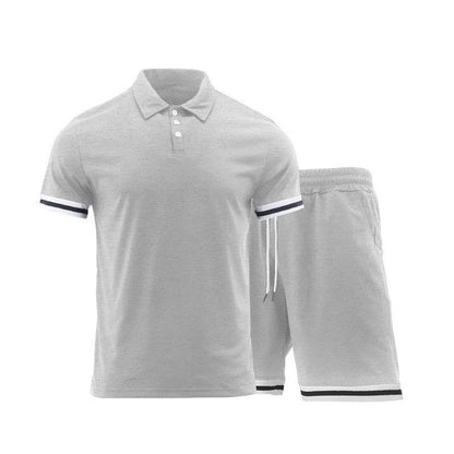 Buycenter Casual Lapel T-Shirt Suit for Men - Short Sleeve & Shorts - Buy Center