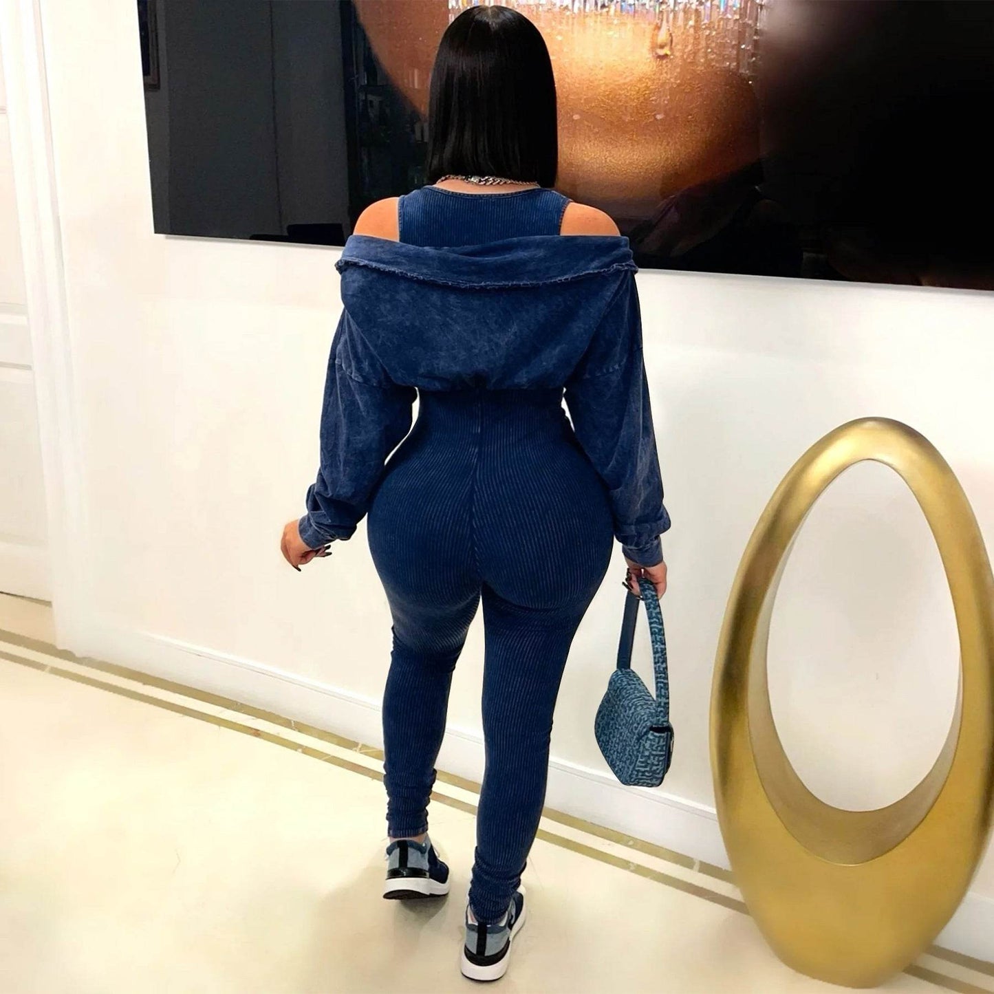 European American Fashion Women's Jumpsuit - Long Sleeve, High Waist Style - Buy Center