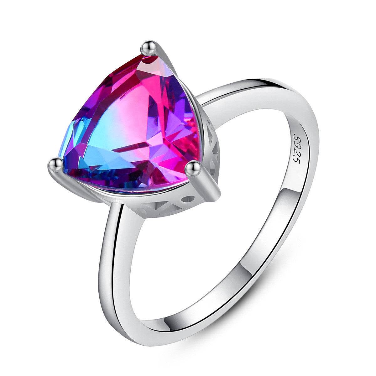 S925 Sterling Silver Rainbow Stone Engagement Ring - Elegant & Unique Design - Buy Center