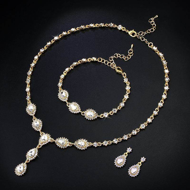 Elegant Bridal Jewelry Set - Zircon Necklace & Earrings for Evening Glam - Buy Center