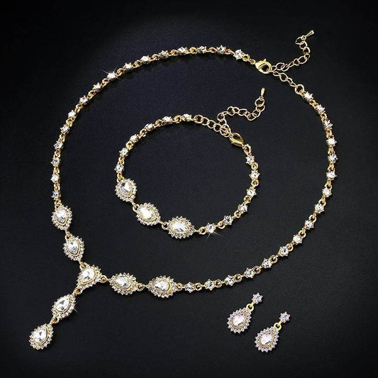 Elegant Bridal Jewelry Set - Zircon Necklace & Earrings for Evening Glam - Buy Center
