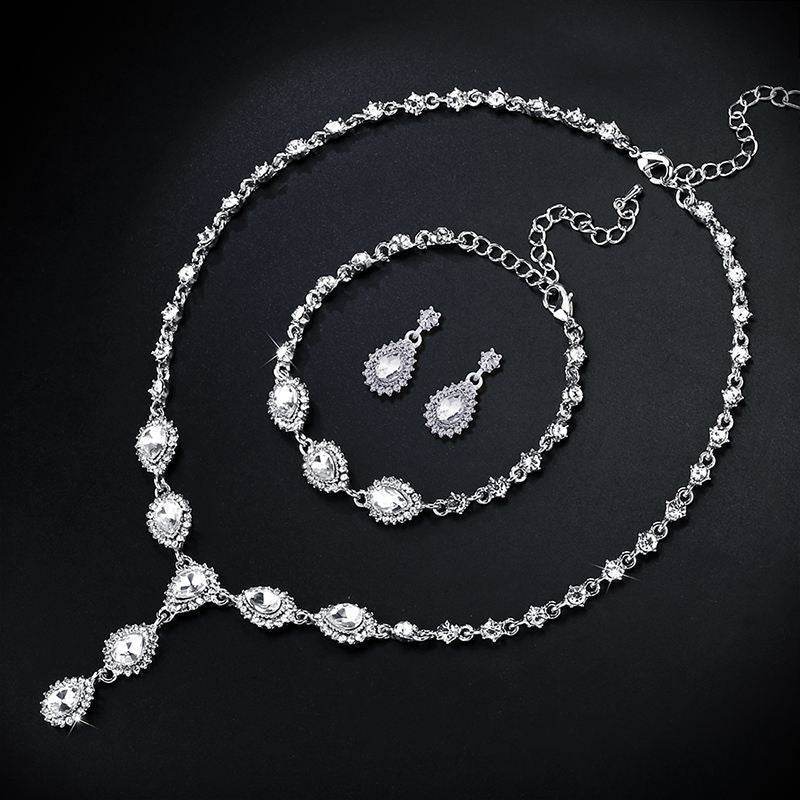 Elegant Bridal Jewelry Set - Zircon Necklace & Earrings for Evening Glam - Buy Center
