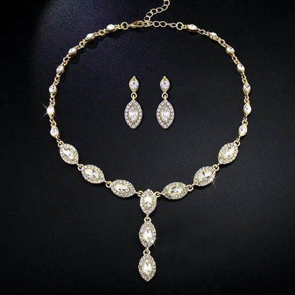 Elegant Bridal Jewelry Set NKN51 - Zircon Earrings & Necklace Suite - Buy Center