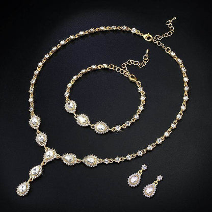 Elegant Bridal Jewelry Set - Zircon Necklace & Earrings for Evening Glam - Buy Center