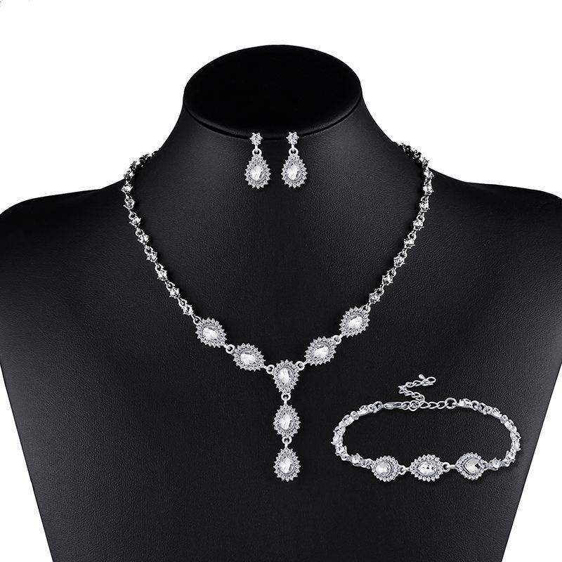 Elegant Bridal Jewelry Set - Zircon Necklace & Earrings for Evening Glam - Buy Center