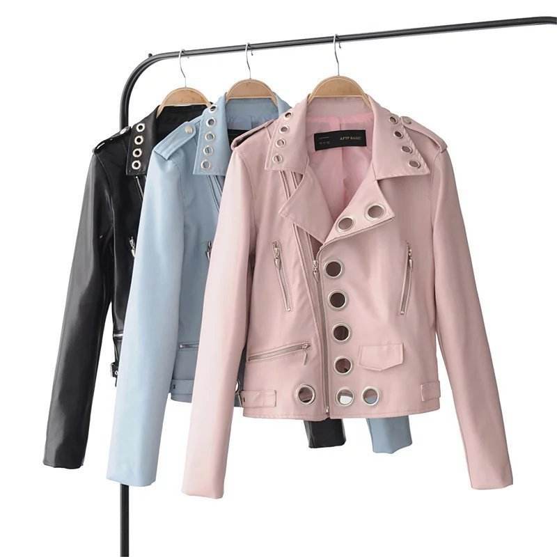 Buycenter Ladies Fashion PU Leather Jacket - Hollow Design, Urban Style - Buy Center