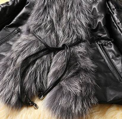 Buycenter Fur Collar Coat - Elegant PU Leather for Commuter Style - Buy Center