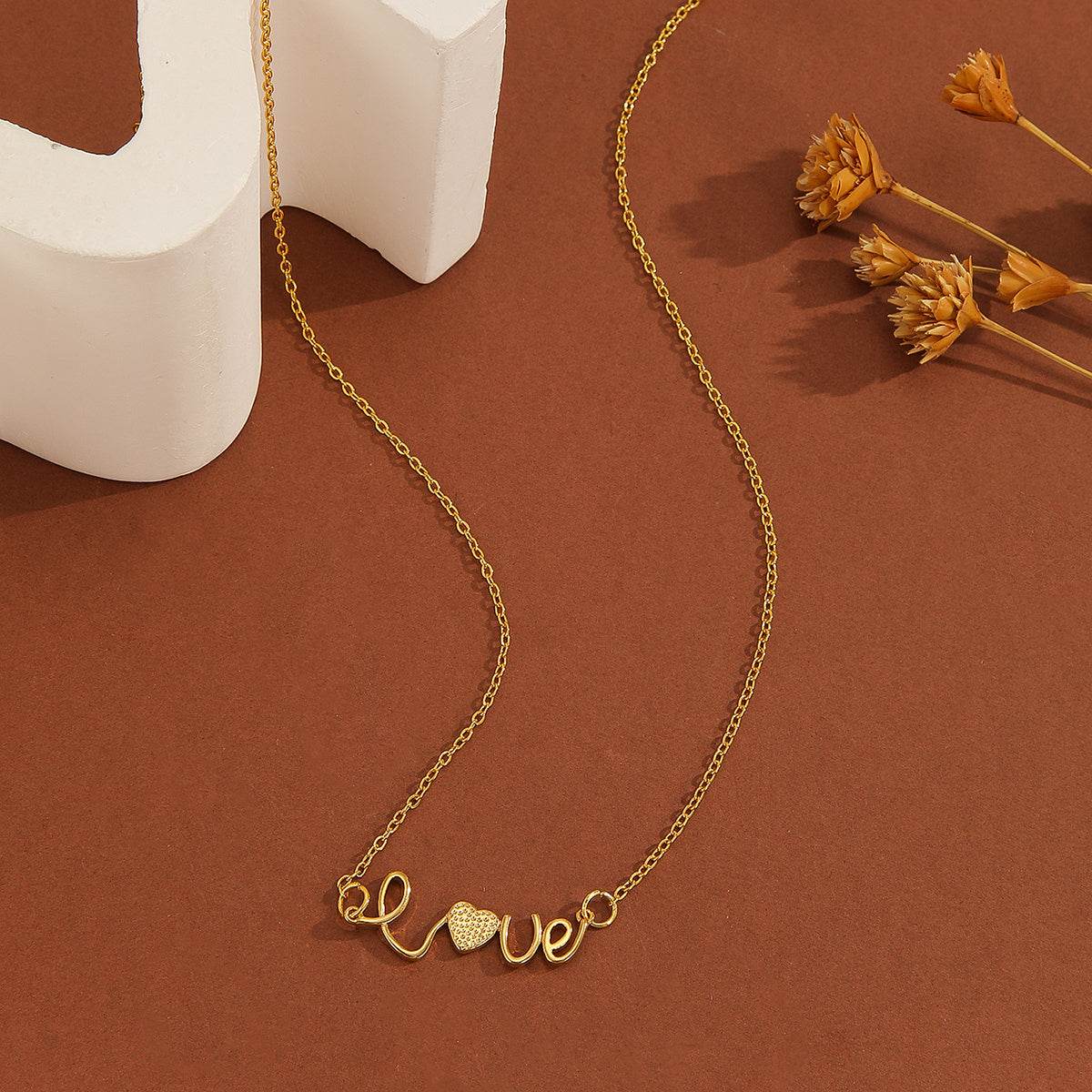 Exquisite Gold Plated Diamond Love Pendant Necklace - Infinite Symbol Charm - Buy Center