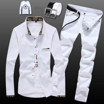 Men's Stylish Slim Fit Pajama Set - Denim Shirt & Pants Combo 2025 - Buy Center