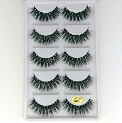 Luxurious 3D Mink Hair False Eyelashes - 5 Pairs for Stunning Volume - Buy Center