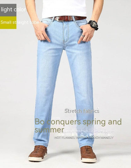 Men's Straight-Leg Jeans - Light Blue Cotton Pants for Spring Style - Buy Center