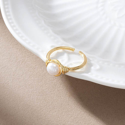 Elegant 925 Silver Baroque Freshwater Pearl Ring - Modern Stylish Design - Buy Center