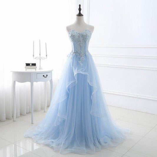 Light Blue Tube Top Slim Fit Bridesmaid Dress - Perfect for Parties 2025 - Buy Center