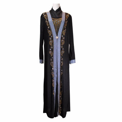 Elegant Muslim Ramadan Beaded Dress – Stylish Crystal Hemp Robe 2025 - Buy Center