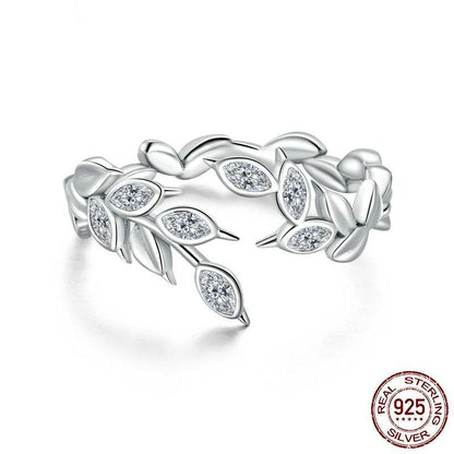 Buycenter Shining Wheat Open Ring - Adjustable S925 Sterling Silver Design - Buy Center