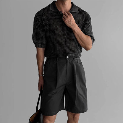 Honeycomb Hollow Short-Sleeved Polo Shirt - Summer Pullover for Men - Buy Center