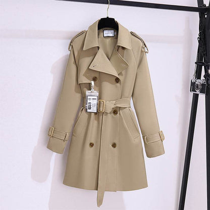 Buycenter Women's Khaki Short Trench Coat - Stylish and Comfortable Fit - Buy Center