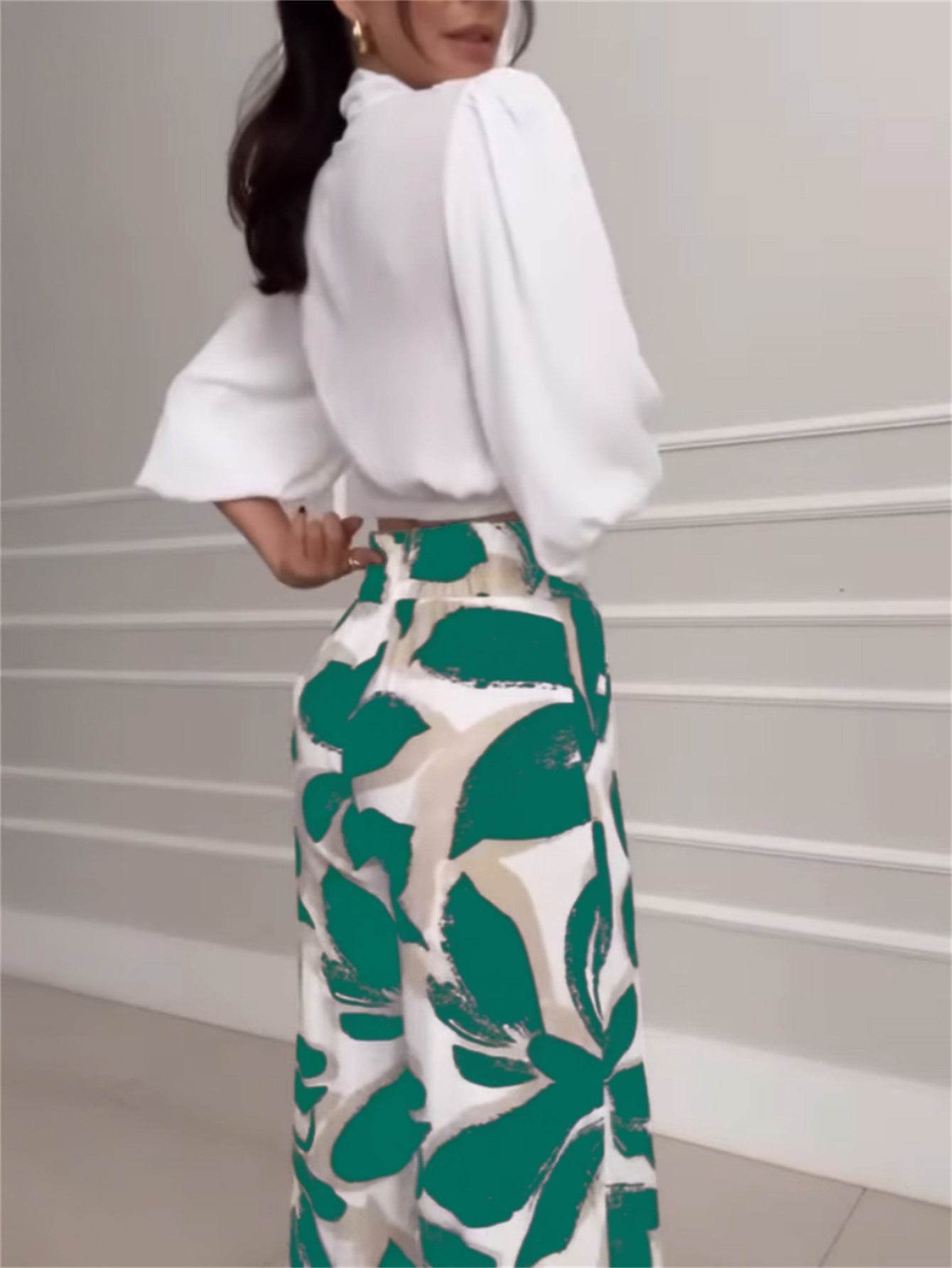 Women's Casual Floral Wide Leg Pants & Off-Shoulder Shirt Set - Buy Center